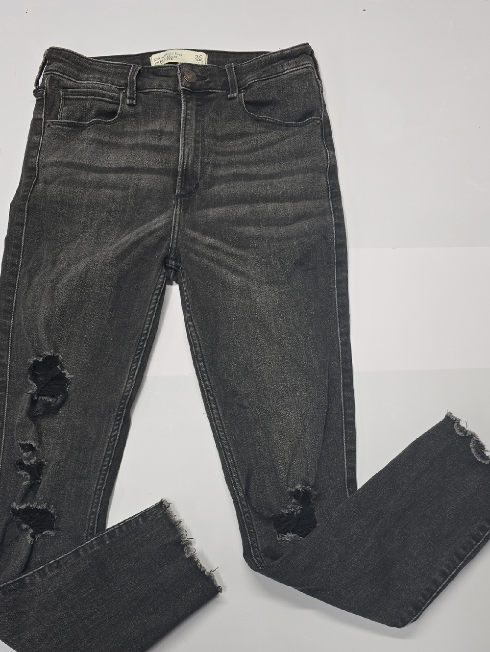 Abercrombie & Fitch Washed Black‎ High-Rise Ankle Jeans